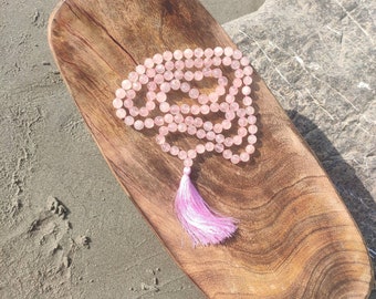 Handmade Rose Quartz Mala, Love and Healing, 8mm Beads