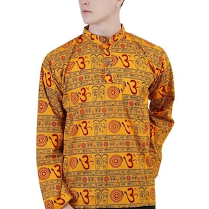 Premium Om Printed Cotton Kurta Short Straight for Men