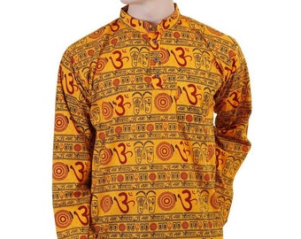 Premium Om Printed Cotton Kurta Short Straight for Men