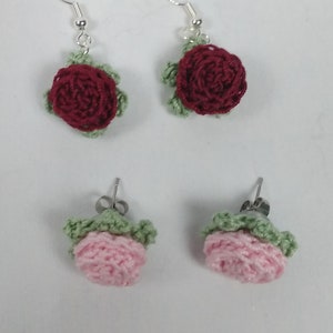 Crochet Rose Earrings