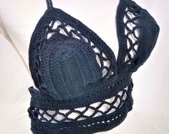 Diamante Crochet Bikini Top