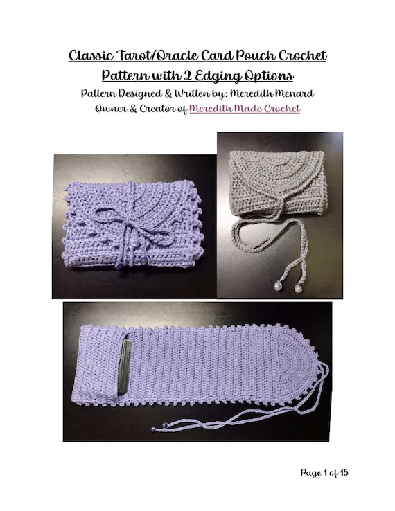 Classic Tarot or Oracle Card Pouch Crochet Pattern w/ 2 Edging Options