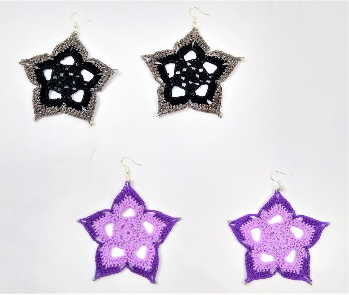 Beaded Mandala Crochet Earrings Etsy UK