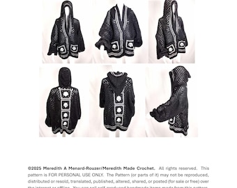 Hooded Skull Hexi-Cardigan Crochet Pattern