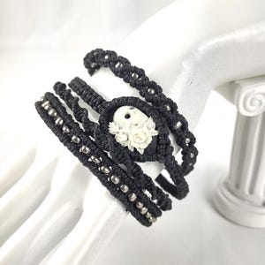 Handmade Skull Macrame Cuff Bracelet