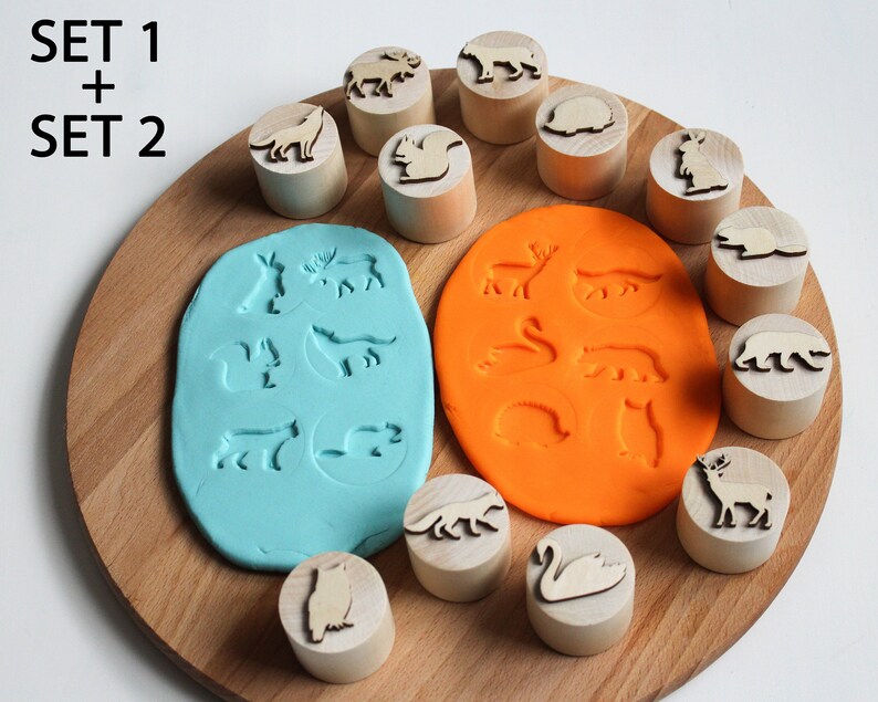 Playdough Stamp Play Dough Stamp Forest Animal Wood Playdough Etsy