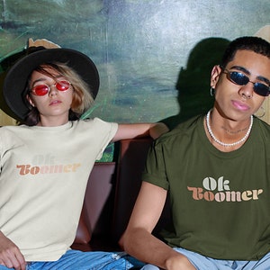 Ok Boomer Retro Vintage Crewneck T-Shirt, Funny Millennial or Gen Z Shirt, Perfect gift for young adults