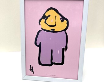 pink, sweet and cute print original poster with Glumo character design