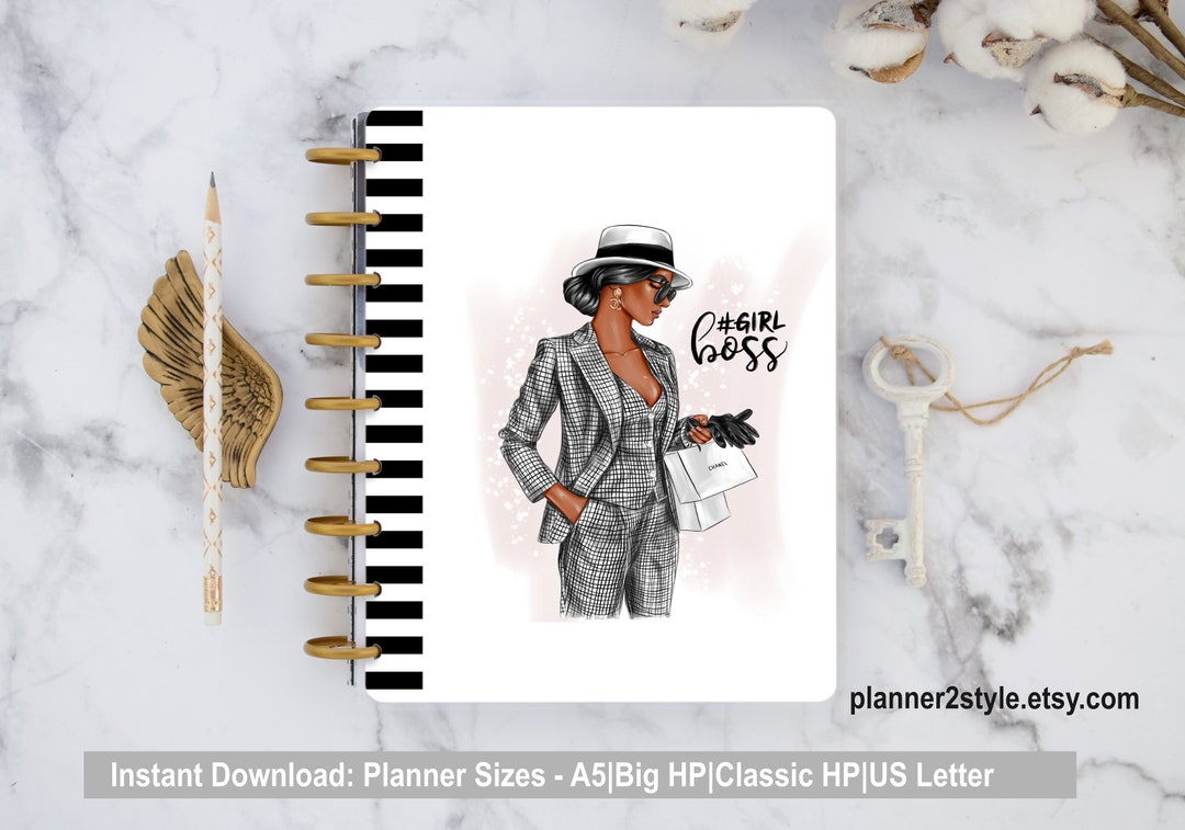 Boss Lady Printable Planner Cover Girl Boss in Suit 2 Count Happy ...