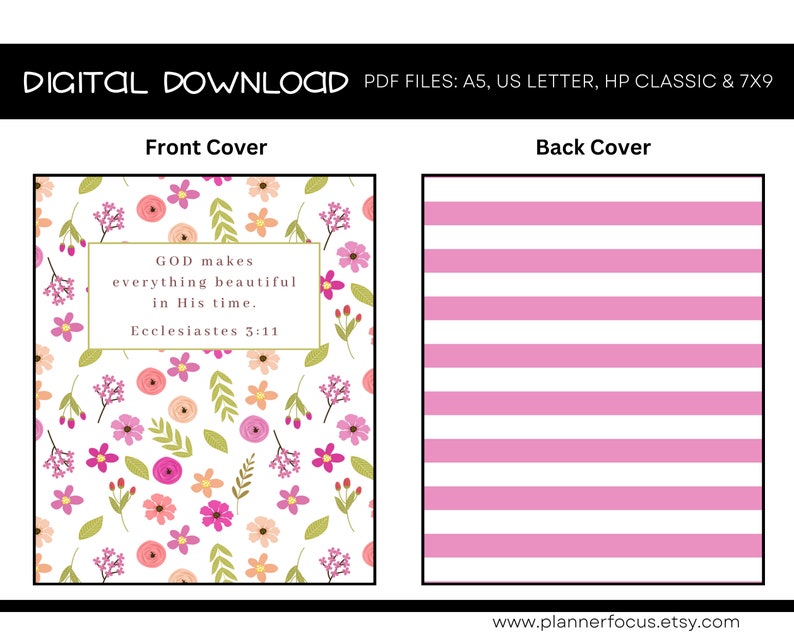 Printable Floral Planner Cover Printable Planner Covers Happy Planner ...