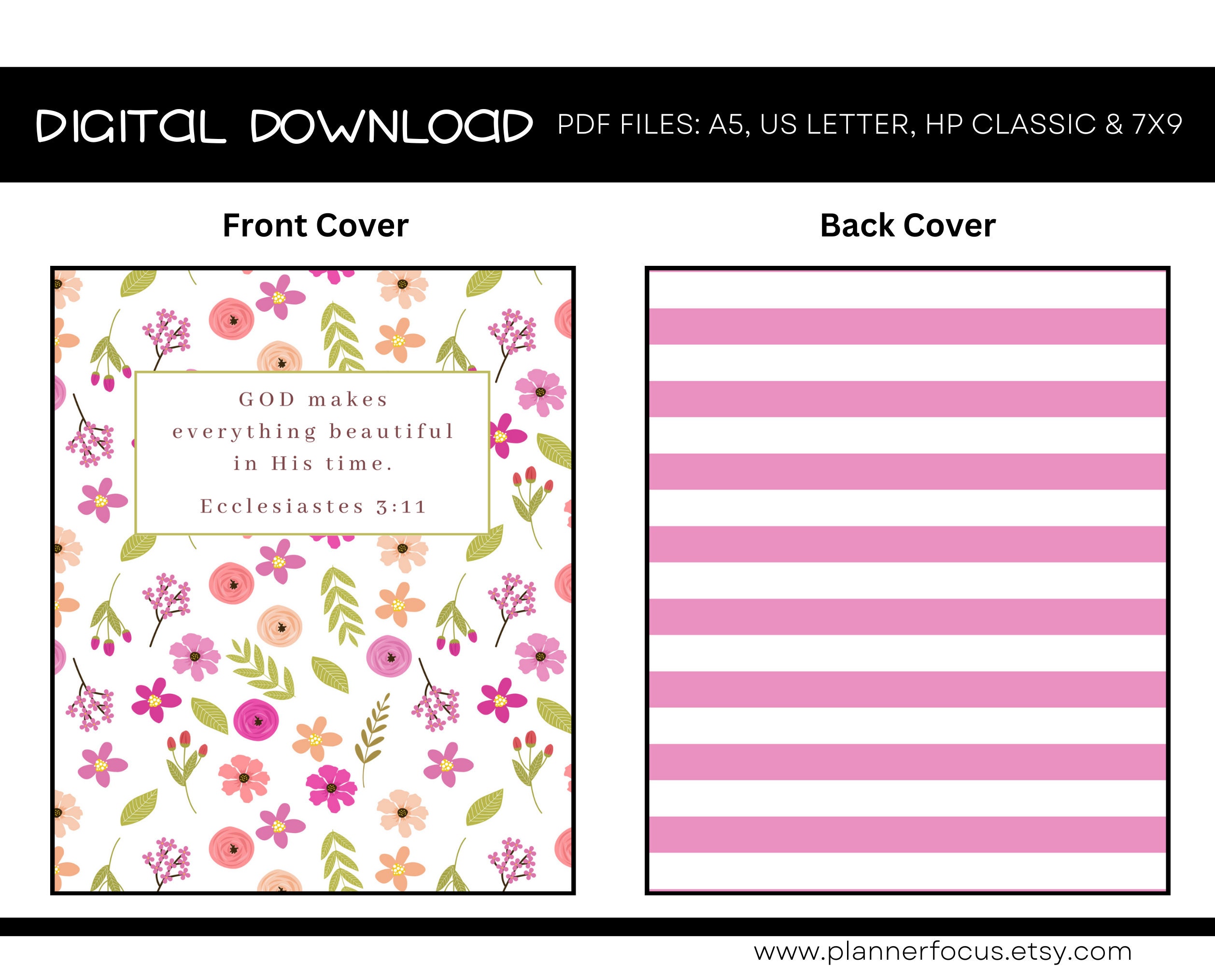 Printable Floral Planner Cover Printable Planner Covers Happy Planner ...