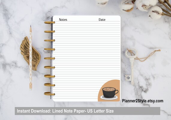 8 5 x 11 lined note paper coffee themed lined paper planner etsy