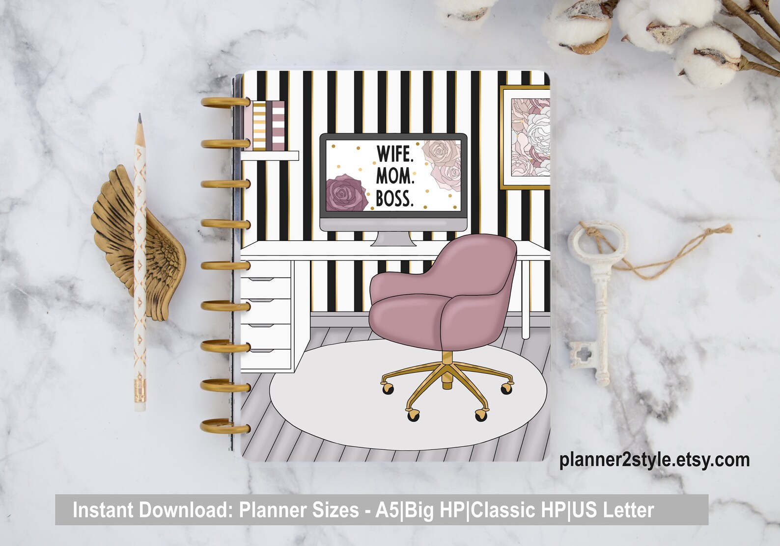 Boss Lady Printable Planner Cover Wife,mom,boss Planner Cover 2 Count ...