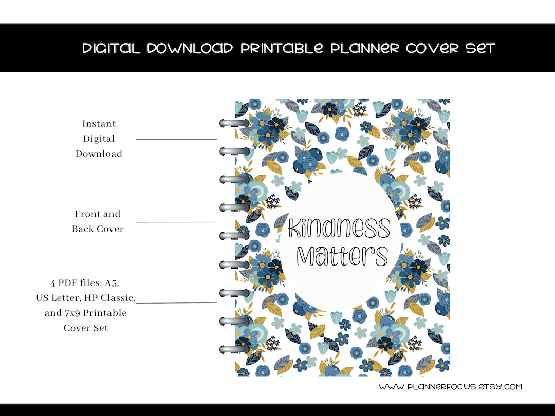 Printable Floral Planner Cover Printable Planner Covers Happy Planner ...