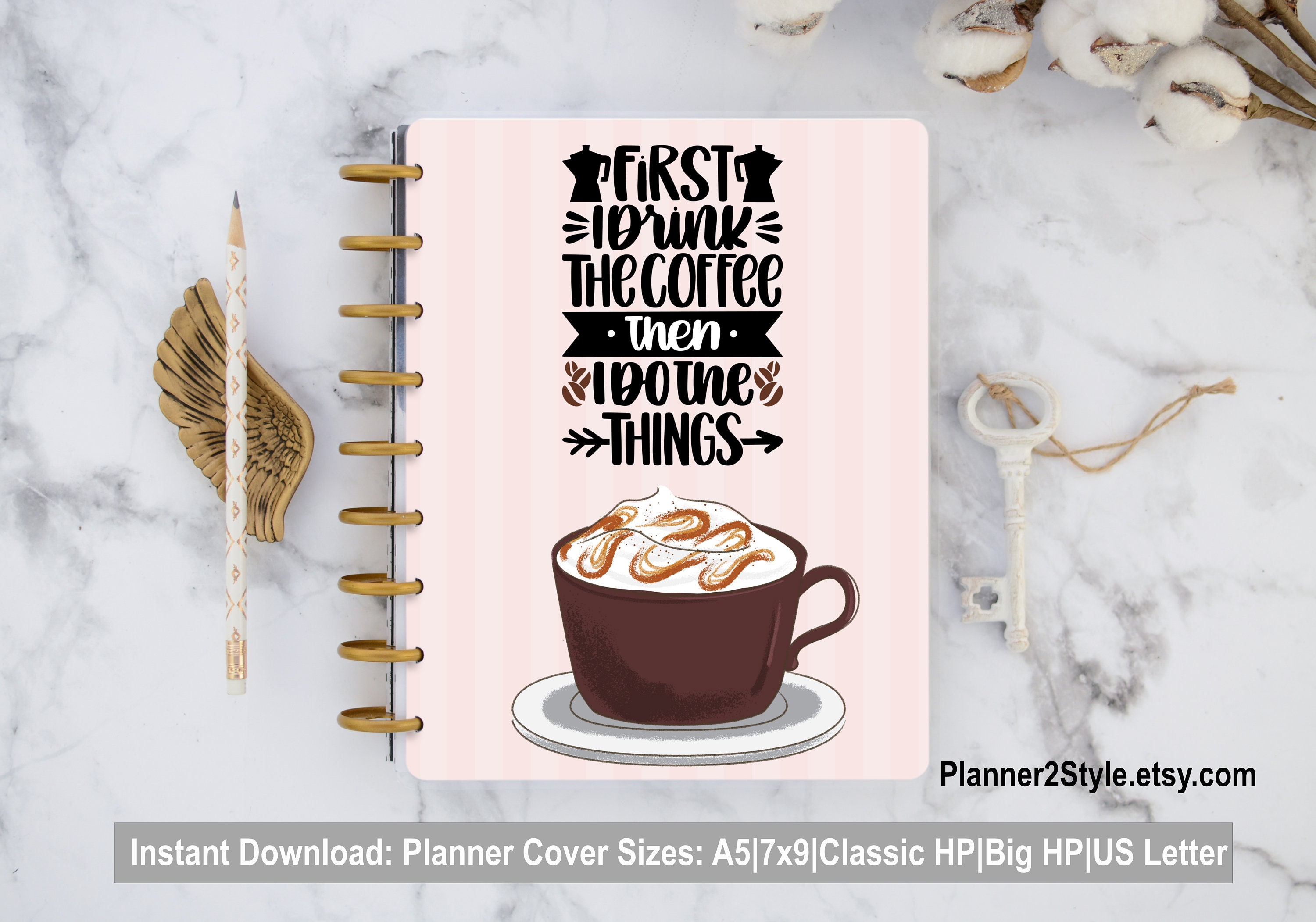 Coffee Happy Planner Printable Cover Erin Condron Planner - Etsy