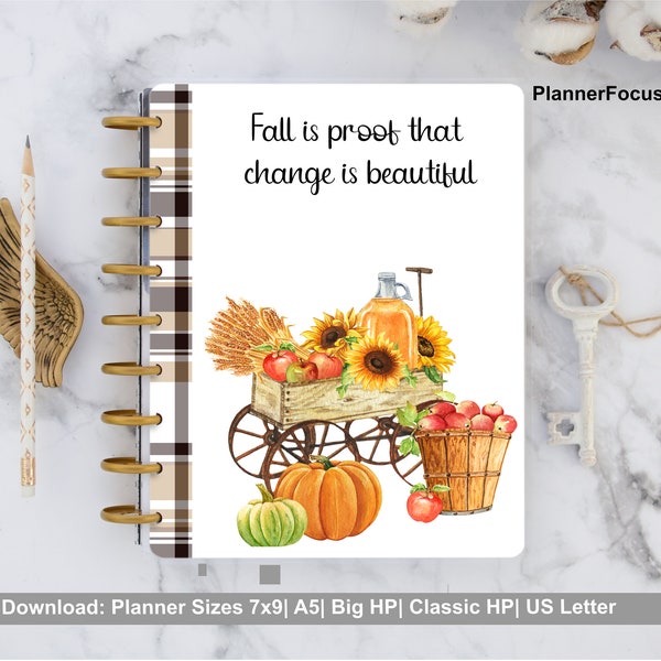 Pumpkin Planner Cover Printables | Autumn Printable Cover| Notebook Journal Cover|  Instant Download