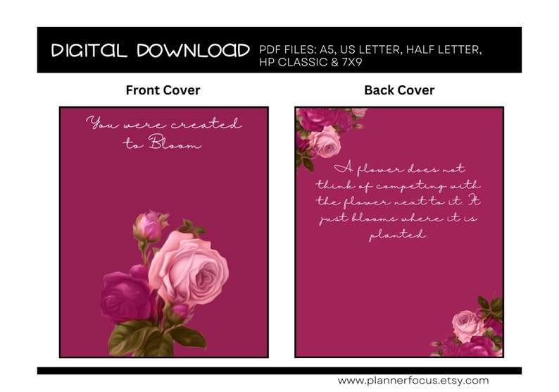 Printable Floral Planner Cover Printable Planner Covers Happy Planner ...