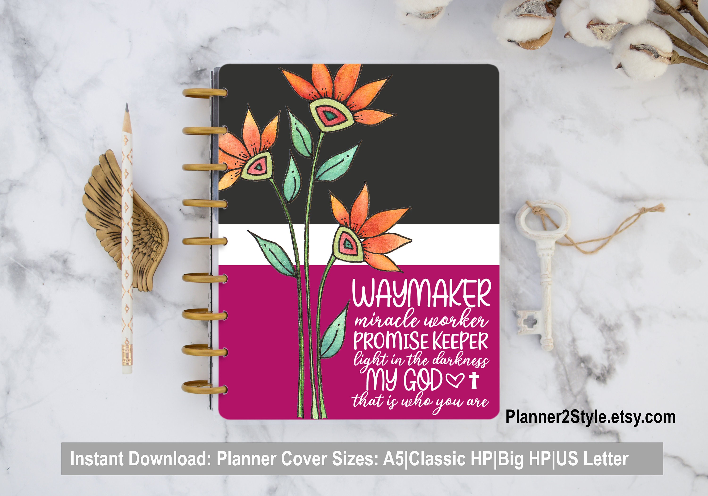 Christian Planner Cover Inspirational Printable Cover Floral Etsy