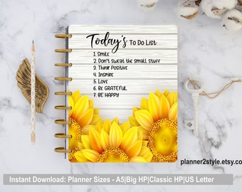 Sunflowers Happy Planner Printable Cover| Happy Planner Printable Cover| Dashboard| Instant Download