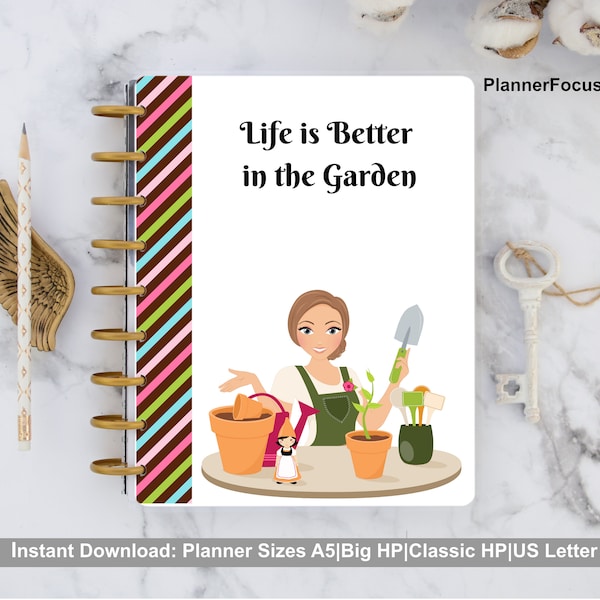 Gardening Printable Planner Cover | Happy Planner Covers | Outdoor Planner Covers |