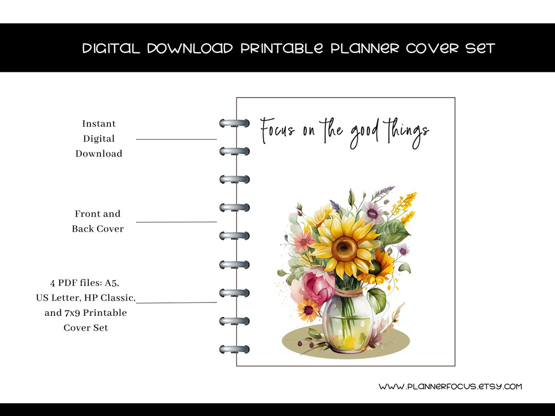 Printable Floral Planner Cover Printable Planner Covers Happy Planner ...