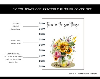 Printable Floral Planner  Cover| Printable Planner Covers| Happy Planner Cover| Erin Condren Planner Printable Cover| Notebook Covers