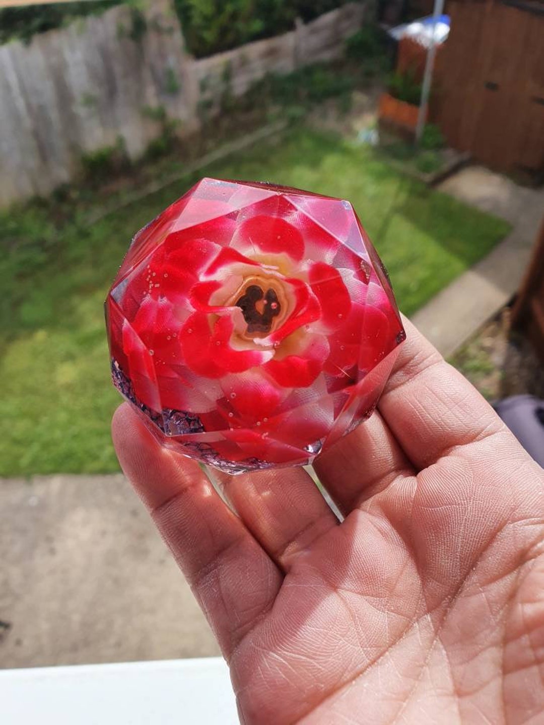 Resin Flower Paperweight Etsy