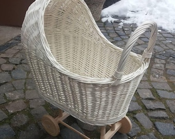 Wicker Doll Stroller, Wicker Baby Carriage, Wicker Pram, Boho Baby Gift, Wicker Doll Pram, 1st Birthday Girl, Doll Stroller Gift, Boho Baby