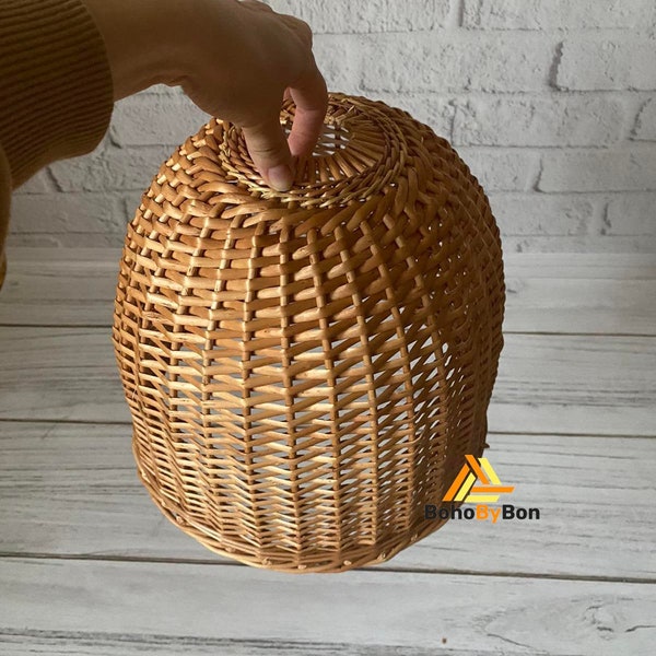 Handmade Rattan Lamp Shade, Wicker Lampshade, Table Rattan Lampshade, Rattan Table Lamp, Wicker Table Lamp, Wooden Lampshade, Boho Lampshade