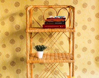 Wicker bookshelf, Wicker Shelving Unit, Book Shelf, Wicker Shelf, Wicker Rattan Shelf, Wood Shelving, Rattan Shelf, Open Shelves Bookcase