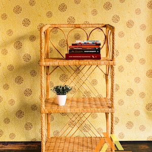 Wicker bookshelf, Wicker Shelving Unit, Book Shelf, Wicker Shelf, Wicker Rattan Shelf, Wood Shelving, Rattan Shelf, Open Shelves Bookcase