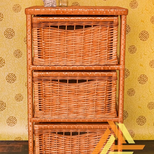 Wicker Dresser Storage Drawers Boho Nightstand Wicker Chest Etsy
