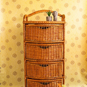 Rieten lades 2/3/4, dressoir lades, ladekast, Boho dressoir, ladekast, houten lades, rotan lade, kleding lades