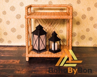 Wicker Rattan Shelf, Wooden book shelf, Rattan Shelf, Boho Bridal Shower, Wicker Shelf, Open Shelving Unit, Boho Bridal Shower Decor, Gift
