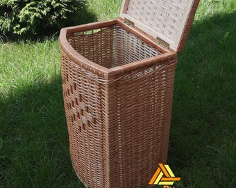 Rattan Laundry Basket, Wicker Basket with Lid, Wicker Laundry Basket, Rattan Storage, Wicker Chest, Woven Chest, Rectangular Laundry Basket