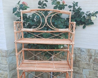 Wicker Open Shelving Unit, Rattan Rectangular Shelf, 3/4 Wicker Shelving Unit, Vertical Book Shelves, Wicker Shelving Unit, Boho Book Shelf