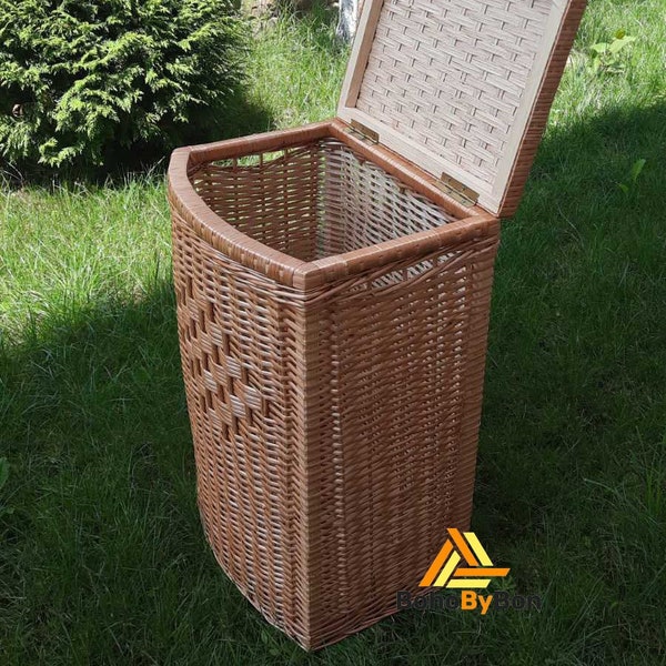 Rattan Laundry Basket, Wicker Basket with Lid, Wicker Laundry Basket, Rattan Storage, Wicker Chest, Woven Chest, Rectangular Laundry Basket