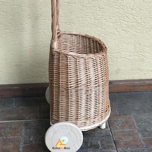 Handmade Wicker Shopping Trolley with Handle
