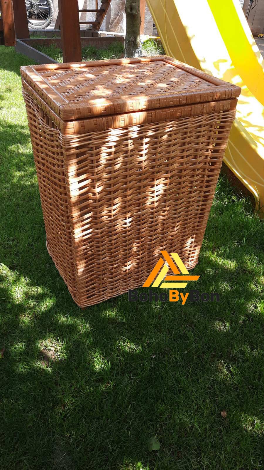 Wicker Laundry Basket Large Rectangular Basket With Lid Etsy UK