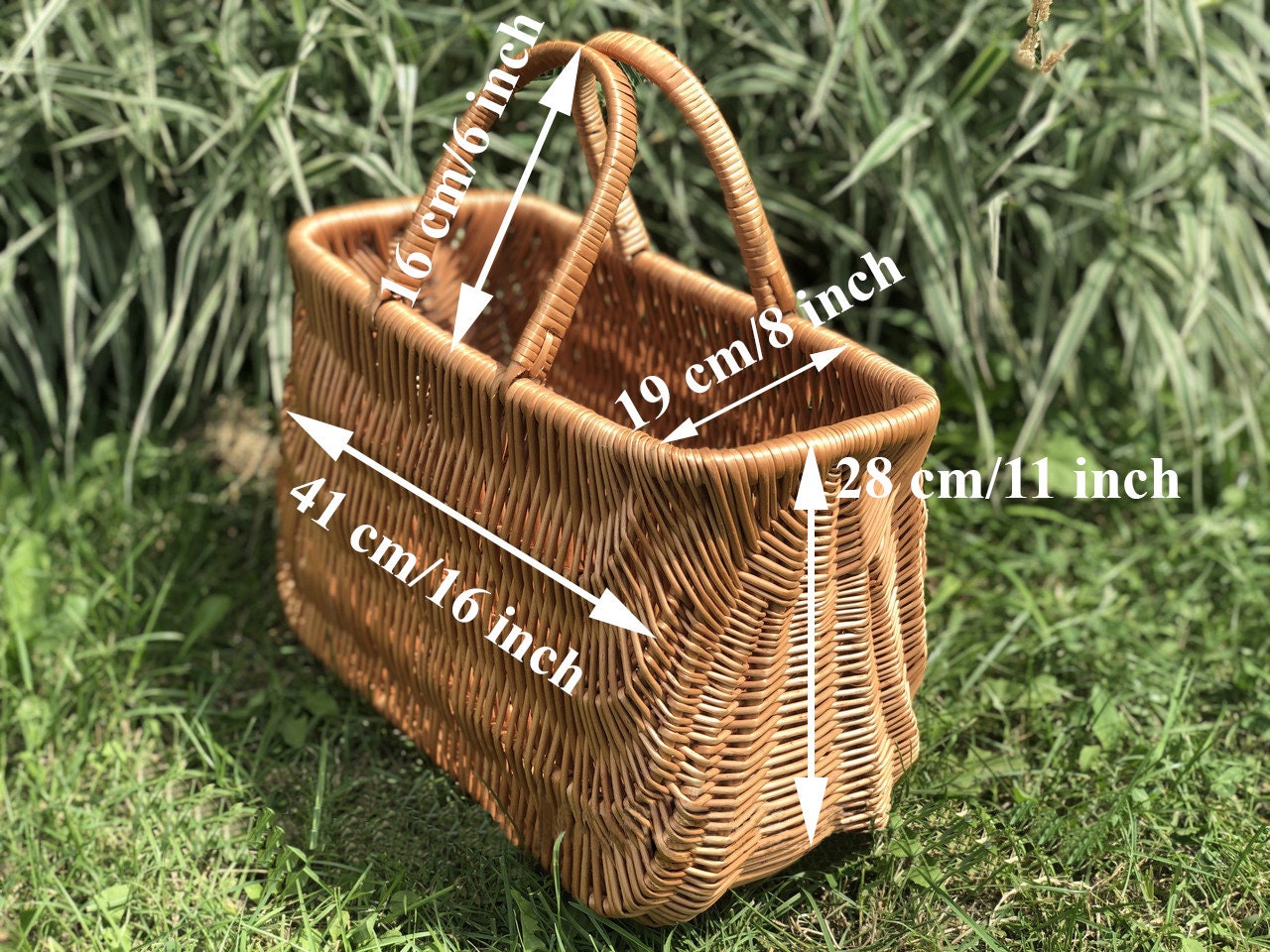 Natural Wicker Market Bag Large Woven Basket Bag Wicker Etsy