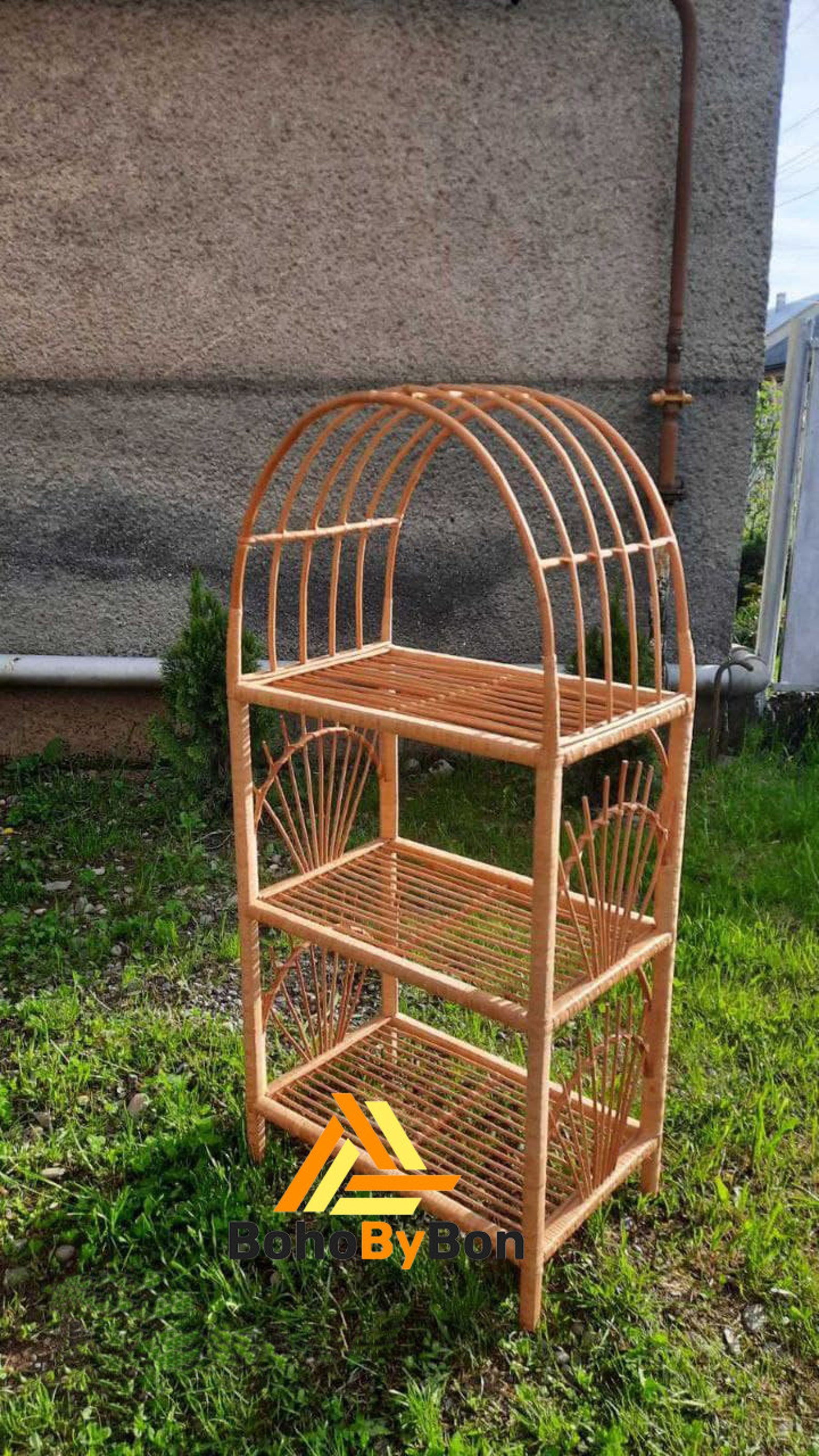 Wicker Shelf With Arch Top Wicker Rattan Etagere Etsy Canada