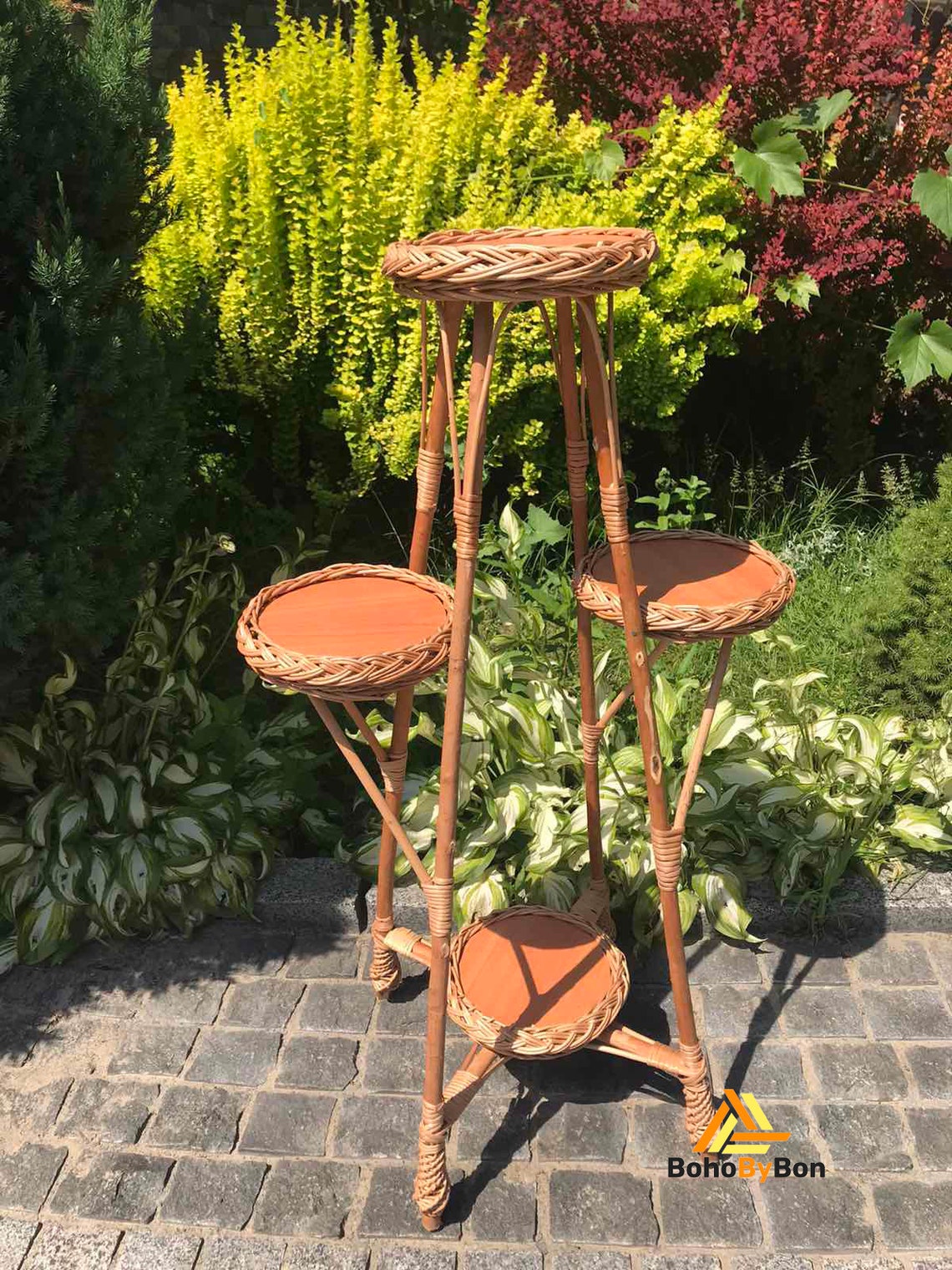 Wicker Flower Stand Tall Plant Stand for 6 Flowerpots Mid Etsy