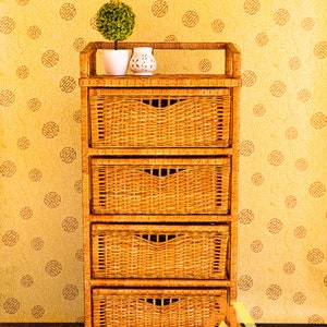 Wicker Dresser, Wicker Nightstand with Drawers, Boho Dresser, Wicker Chest with Drawers, Rattan Nightstand, Clothes Drawers, Wicker Drawers