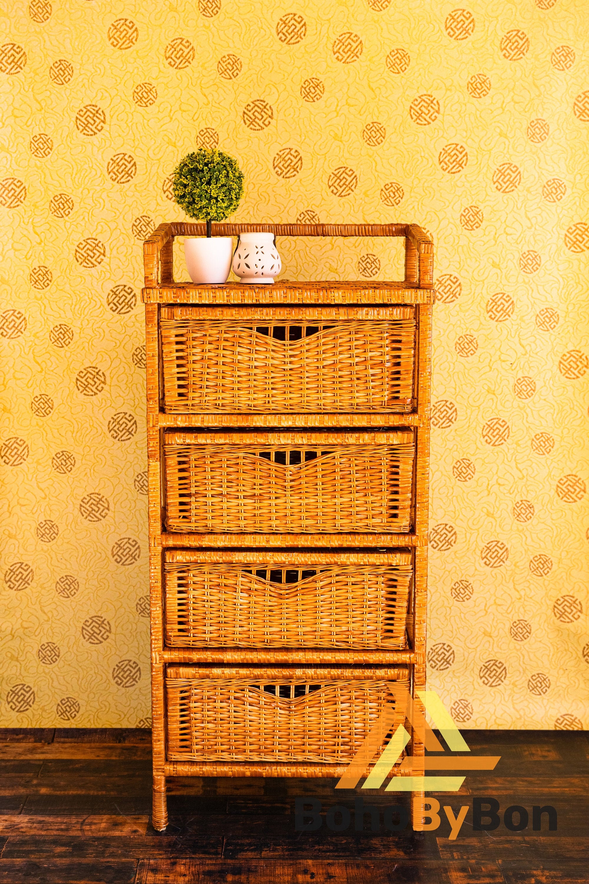 Cómoda wicker cajones de almacenamiento dormitorio Boho | Etsy