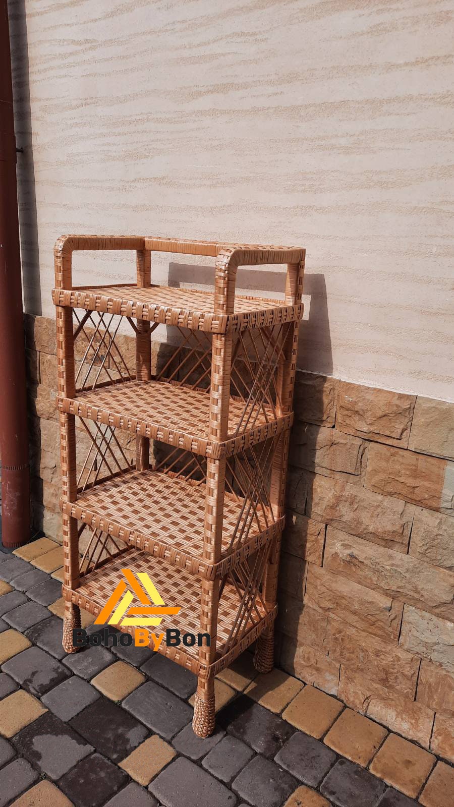 Wicker Rattan Shelving Unit Shelving Wood 4 Tier Open Etsy Australia