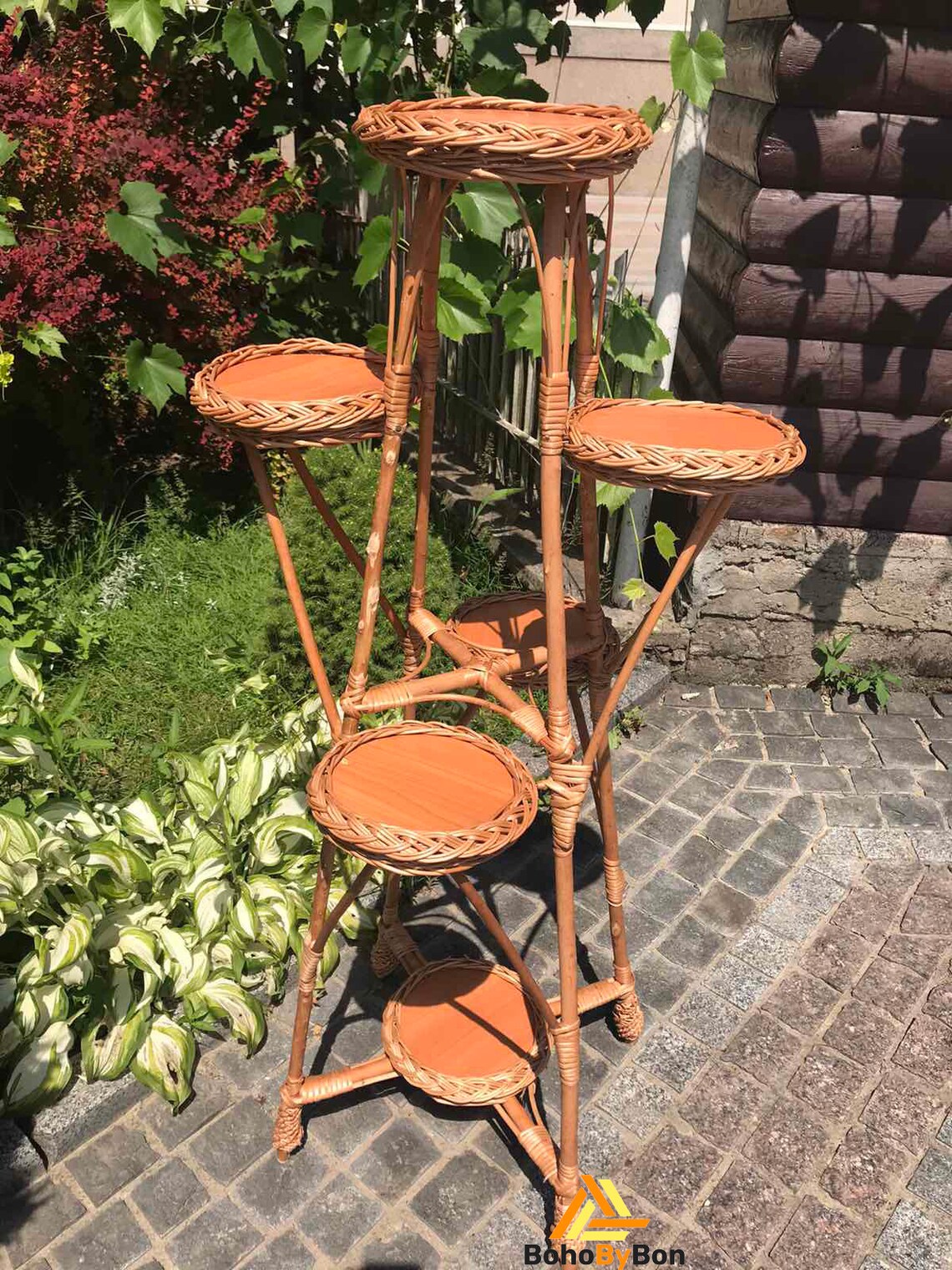 Wicker Flower Stand Tall Plant Stand for 6 Flowerpots Mid Etsy