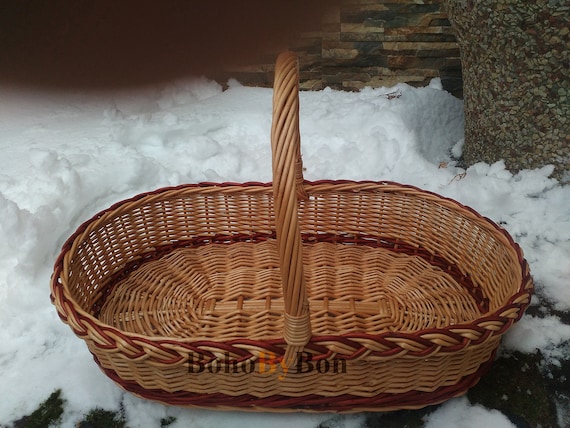 Handmade Willow Basket Woven Wicker Basket Gathering Basket 