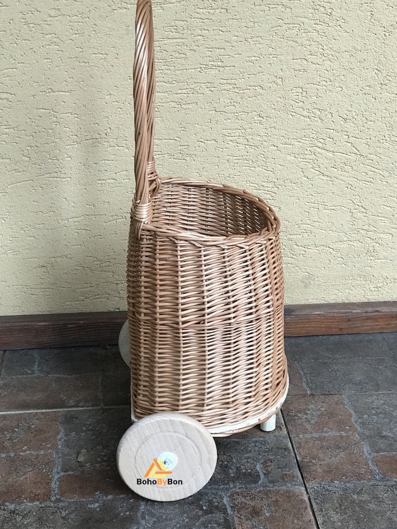 Handmade Wicker Shopping Trolley with Handle