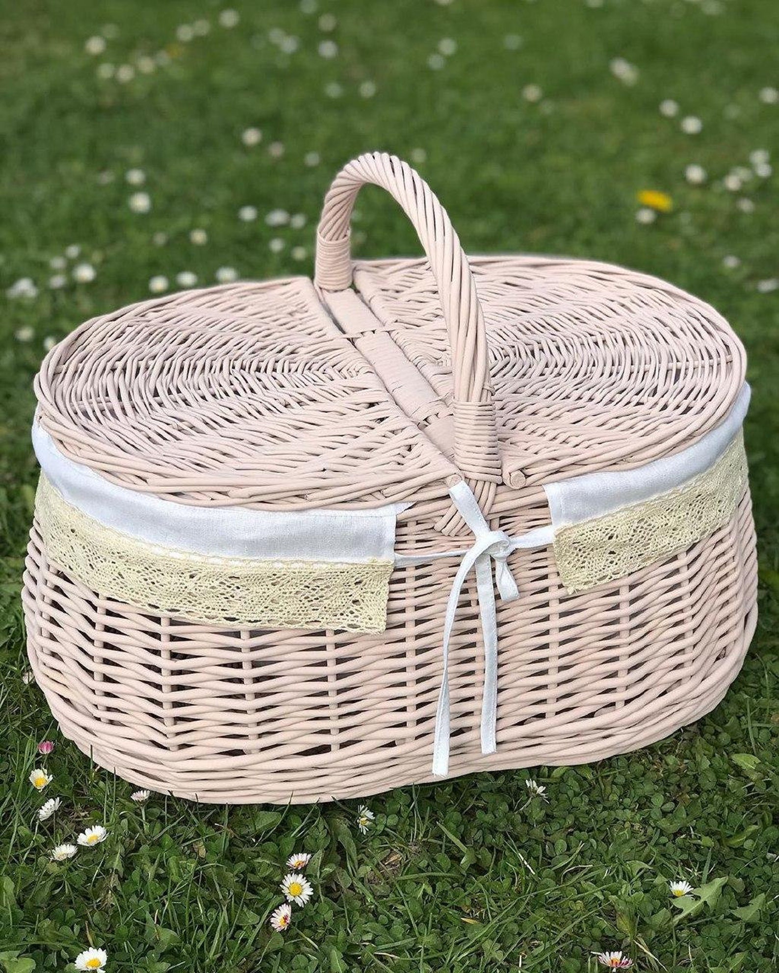 Picnic basket Wine Picnic Basket Picnic Basket with Lid Etsy