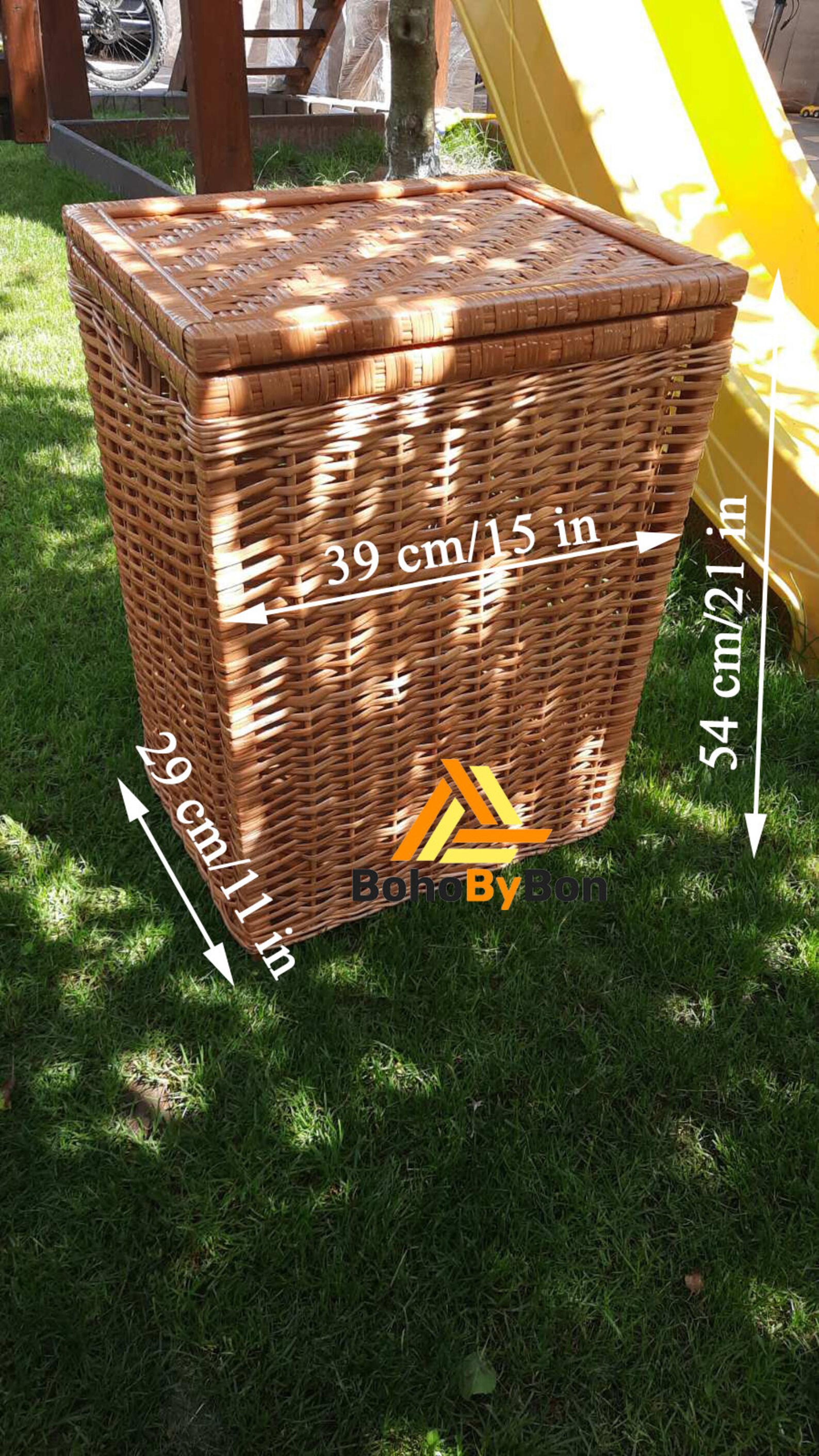 Wicker Laundry Basket Large Rectangular Basket with Lid Etsy